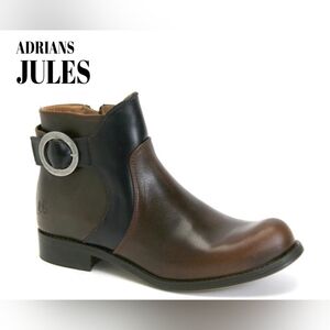 Adrians Jules Brown and Black Leather Ankle Boots